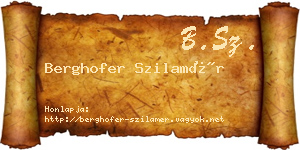 Berghofer Szilamér névjegykártya